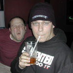 Skow Steals DJ digitalflood's glasses - 2005 (Photo by DJ SlipK)