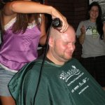 DJ digitalflood getting his head shaved.