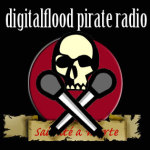 digitalflood Pirate Radio Skull & Cross Mics Logo