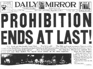 The Daily Mirror News' infamous headline declaring an end to Prohibition.