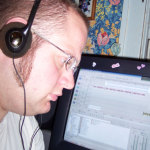 DJ digitalflood editing an episode of Pirate Radio in 2006