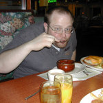 DJ digitalflood eating French Onion Soup at the Monroe Diner - 2007 (Photo by DJ SlipK)