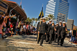 JACKSONVILLE, Fla. (Nov. 11, 2010) Navy ROTC cadets from Jacksonville University march in the Jacksonville Veteran's Day Parade. (U.S. Navy photo by Mass Communication Specialist 2nd Class Gary Granger Jr./Released)